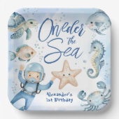 ONEder Het Zee! Jongen 1e Verjaardag Papieren Bordje (Voorkant)