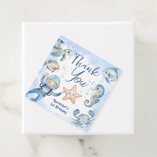 ONEder Het Zee Jongen 1e Verjaardag Schattigee Oce Bedankjes Labels (In situ)