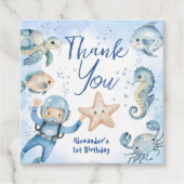 ONEder Het Zee Jongen 1e Verjaardag Schattigee Oce Bedankjes Labels (Voorkant)