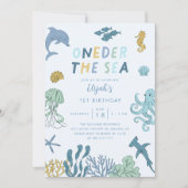 ONEder Het Zee Jongen 1e Verjaardagsfeestje Kaart (Voorkant)