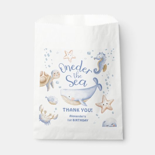 ONEder Het Zee! Jongen Schattigee Oceaan 1e verjaa Bedankzakje (Voorkant)