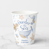 ONEder Het Zee! Jongen Schattigee Oceaan 1e verjaa Papieren Bekers (Achterkant)