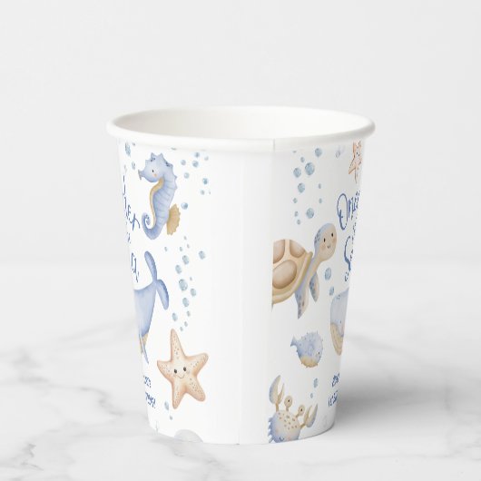 ONEder Het Zee! Jongen Schattigee Oceaan 1e verjaa Papieren Bekers (Rechts)