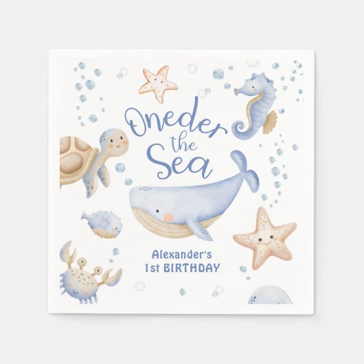 ONEder Het Zee! Jongen Schattigee Oceaan 1e verjaa Servet (Voorkant)