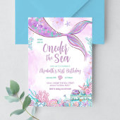 Oneder het Zee kleine zeemeermin eerste 1e verjaar Kaart