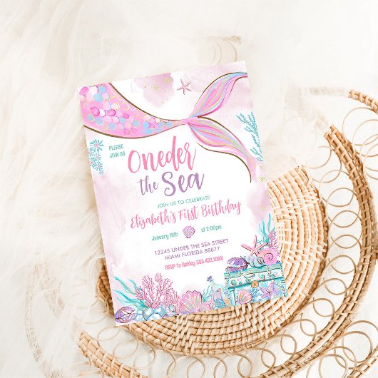 Oneder het Zee kleine zeemeermin eerste 1e verjaar Kaart