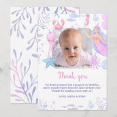 Oneder het Zee Meisje 1e Verjaardag Zeemeermin Fot Bedankkaart (Voorkant / Achterkant)