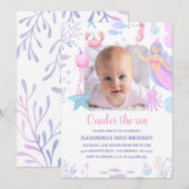 Oneder het Zee Meisje 1e Verjaardag Zeemeermin Fot Kaart (Voorkant / Achterkant)