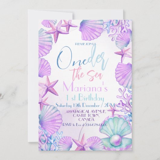 Oneder het Zee meisje verjaardagsfeestje Kaart (Voorkant)