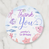 ONEder Het Zee Meisjes 1e Verjaardag Schattigee Oc Bedankjes Labels (Voorkant)