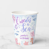 ONEder Het Zee Meisjes 1e Verjaardag Schattigee Oc Papieren Bekers (Achterkant)