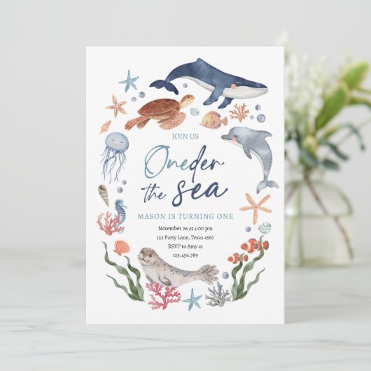 Oneder het Zee Nautische Oceaan 1e Verjaardag Kaart (Staand voorkant)
