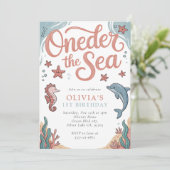 Oneder Het Zee Oceaan 1e Verjaardagsfeest Kaart (Staand voorkant)