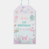 Oneder het Zee Ocean Animals 1st Birthday Cadeaulabel (Voorkant)