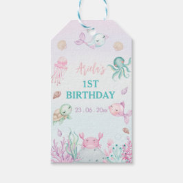 Oneder het Zee Ocean Animals 1st Birthday Cadeaulabel