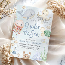 Oneder het Zee Ocean Animals 1st Birthday