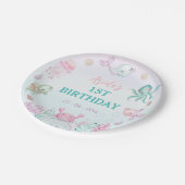 Oneder het Zee Ocean Animals 1st Birthday Papieren Bordje (Gekanteld)