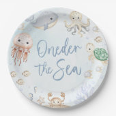 Oneder het Zee Ocean Animals 1st Birthday Papieren Bordje (Voorkant)