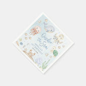Oneder het Zee Ocean Animals 1st Birthday Servet (Hoek)