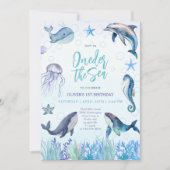 Oneder het Zee Ocean Animals 1st Boy Birthday Kaart (Voorkant)