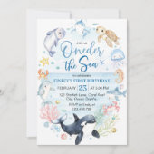 Oneder Het Zee Ocean Animals Kids Verjaardag Kaart (Voorkant)