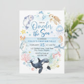 Oneder Het Zee Ocean Animals Kids Verjaardag Kaart (Staand voorkant)