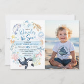 Oneder Het Zee Ocean Animals Kids Verjaardagsfoto Kaart (Voorkant)
