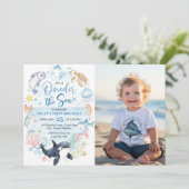 Oneder Het Zee Ocean Animals Kids Verjaardagsfoto Kaart (Staand voorkant)