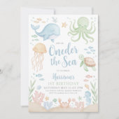 Oneder Het Zee Ocean Boy 1e Verjaardag Kaart (Voorkant)