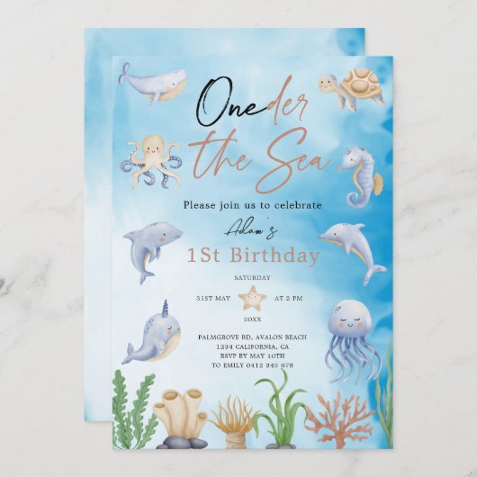 ONEder het Zee Onder het Zee 1e Verjaardag Kaart (Voorkant / Achterkant)