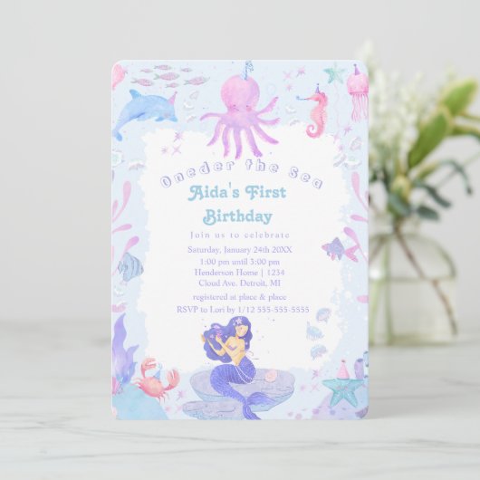 ONEder het Zee: Onder het Zee 1e Verjaardagsfeest Kaart (Staand voorkant)