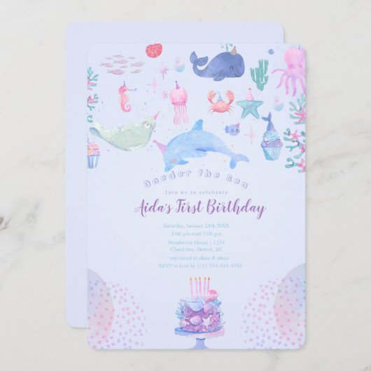 ONEder het Zee: Onder het Zee 1e Verjaardagsfeest Kaart (Voorkant / Achterkant)