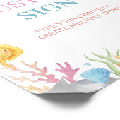 Oneder Het Zee Pastel Verjaardag Aangepaste Tafel  Poster (Hoek)