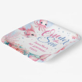 ONEder Het Zee! Roze Kleine Zeemeermin 1e Verjaard Papieren Bordje (Gebogen)