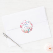 ONEder Het Zee! Roze Kleine Zeemeermin 1e Verjaard Ronde Sticker (Envelop)