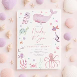 Oneder het Zee Roze Pastel 1e Verjaardag Kaart