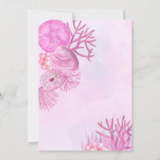 OneDer het Zee Schattige Roze Meisje 1e Verjaardag Kaart (Achterkant)