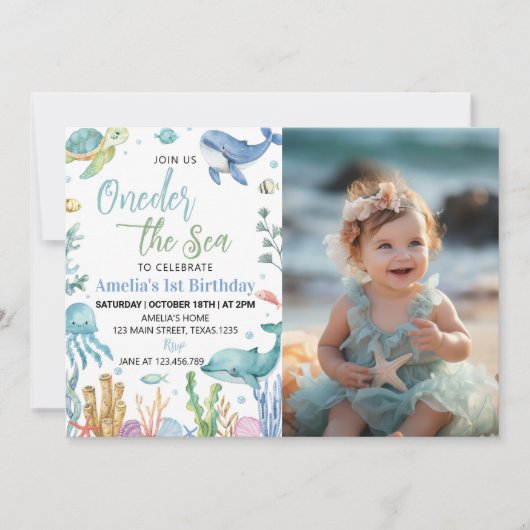Oneder Het Zee Schattigee Oceaandieren Verjaardags Kaart (Voorkant)