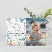 Oneder Het Zee Schattigee Oceaandieren Verjaardags Kaart (Staand voorkant)