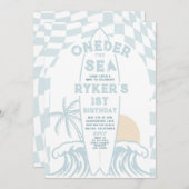 Oneder Het Zee Surf Surfboard 1e Verjaardagsfeest Kaart (Voorkant / Achterkant)