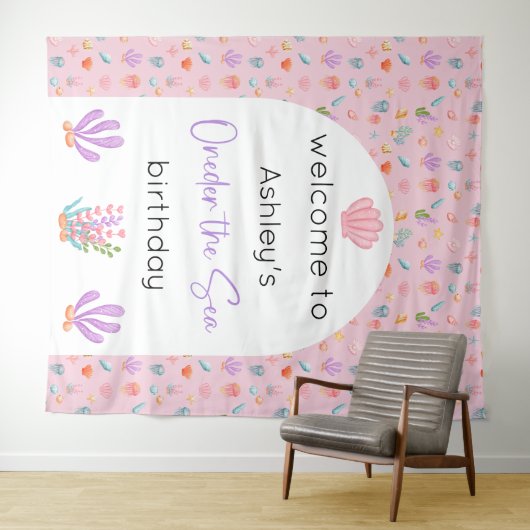 Oneder Het Zee Verjaardag Achtergrond Tapestry Wandkleed (In Situ (horizontaal))