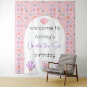 Oneder Het Zee Verjaardag Achtergrond Tapestry Wandkleed (In situ)