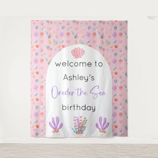 Oneder Het Zee Verjaardag Achtergrond Tapestry Wandkleed (Voorkant)