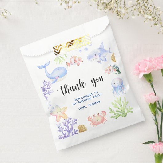 Oneder Het Zee Verjaardag Onder Het Zee Dank u Bedankzakje (Gezegeld)