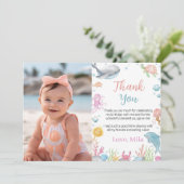 Oneder het Zee Verjaardagsfoto Dank u kaart (Staand voorkant)
