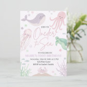 Oneder het Zee verjaardagsuitnodiging Kaart (Staand voorkant)