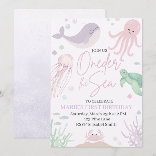 Oneder het Zee verjaardagsuitnodiging Kaart (Voorkant / Achterkant)