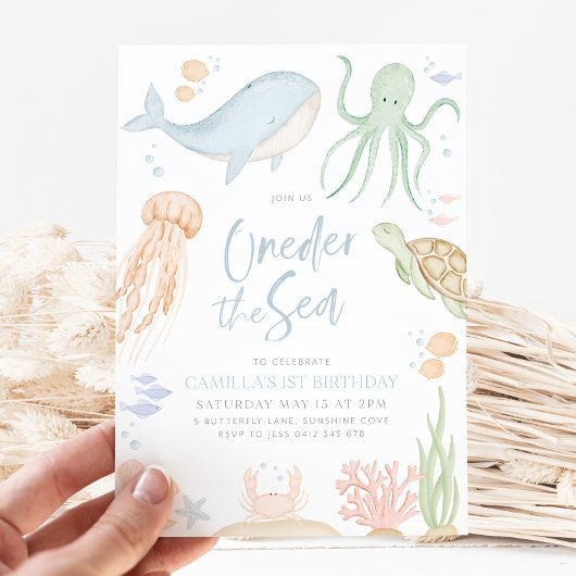 Oneder het Zee verjaardagsuitnodiging, onder het Z Kaart