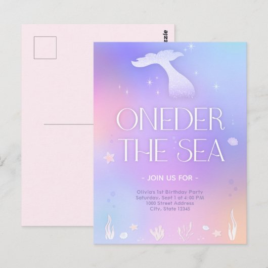 Oneder het Zee Whimsical Sparkly Mermaid Verjaarda Briefkaart (Voorkant / Achterkant)