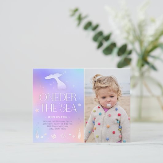 Oneder het Zee Whimsical Sparkly Mermaid Verjaarda Briefkaart (Staand voorkant)